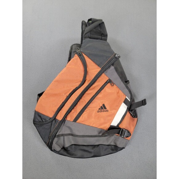 Adidas Sling Backpack Orange Black One Size LoadSpring Crossbody Single Strap - Picture 1 of 11